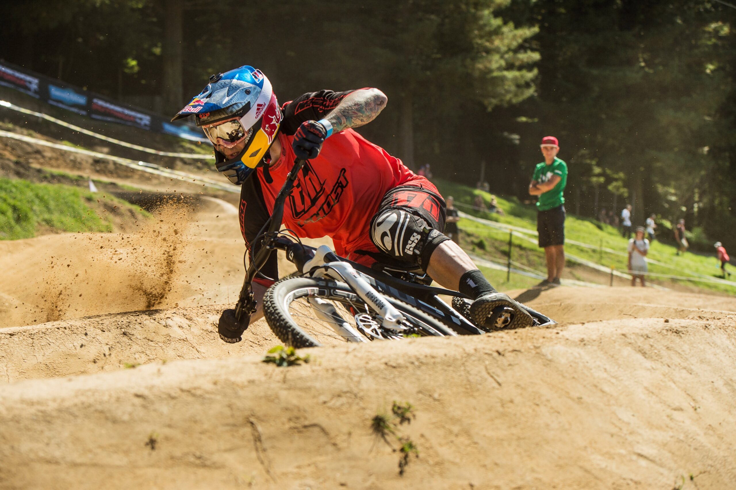 Men on a Dirtbike in a BMX track Men on a Dirtbike in a BMX track