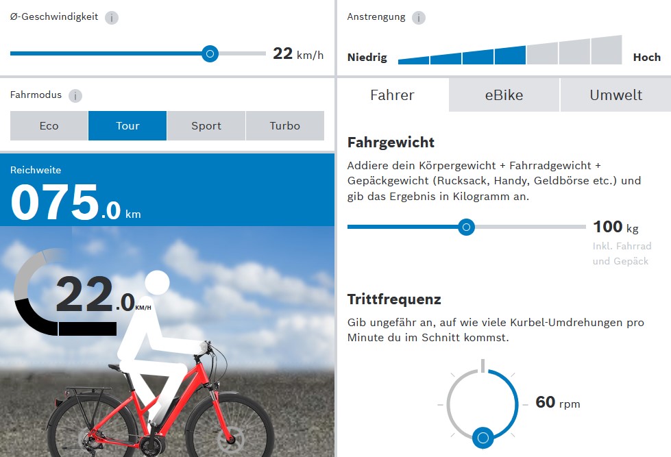 Bosch ebike motor range calculator hot sale