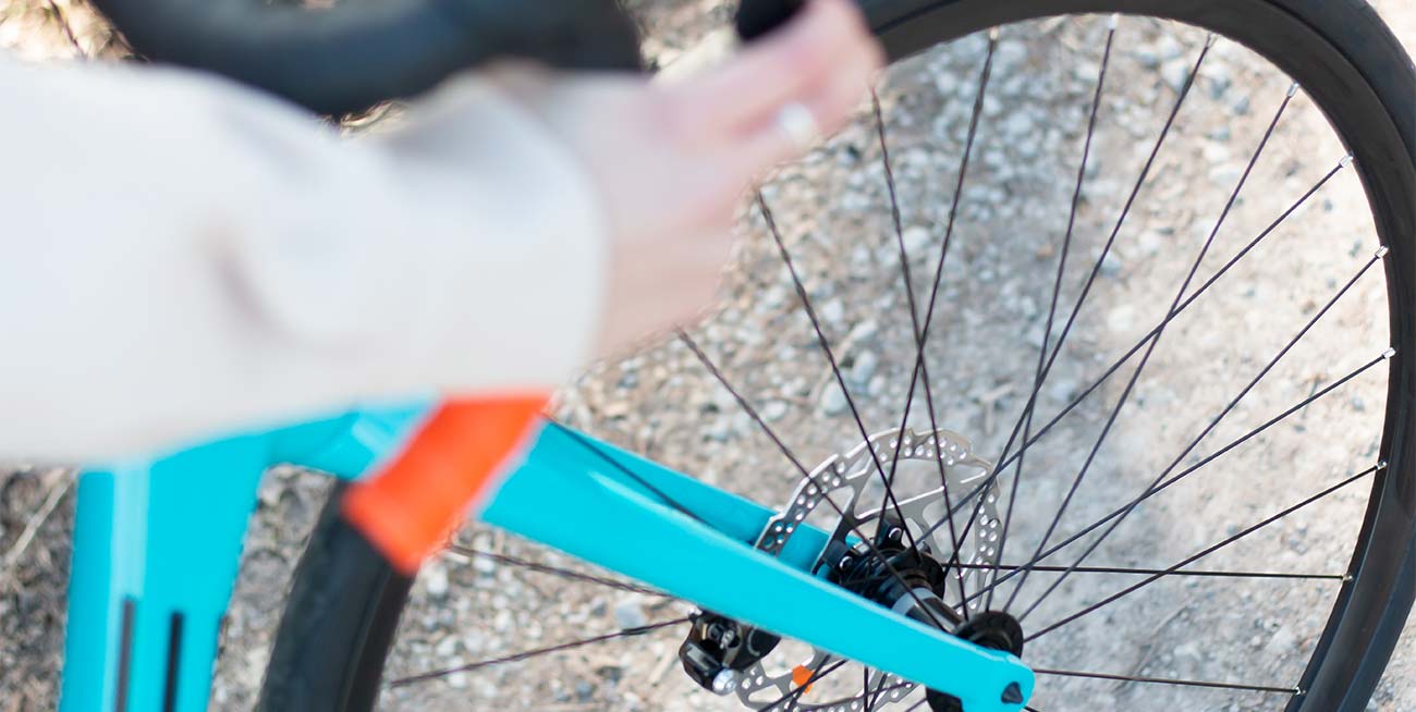 Disc brakes on a modern road Detailed pic from a bike wheel