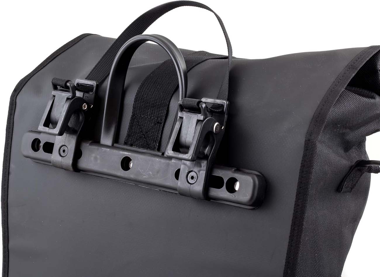 When you take the bags out, the hooks open automatically and you can easily remove the bag. Rave rear pannier hook