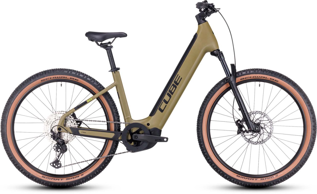 Cube Reaction Hybrid Race 750 olive n green 2023 - E-Bike Hardtail Mountainbike Easy Entry