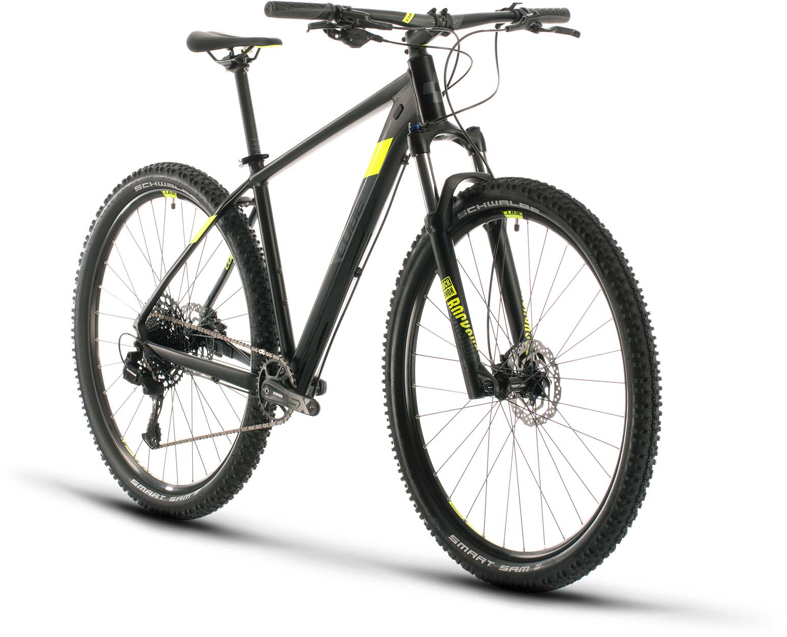black and yellow mountain bike