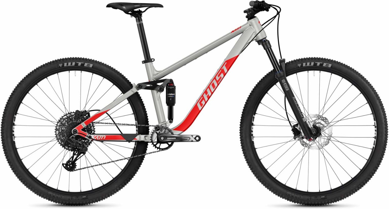 Ghost Kato FS AL light grey pearl / riot red matt 2023 - Fully Mountainbike