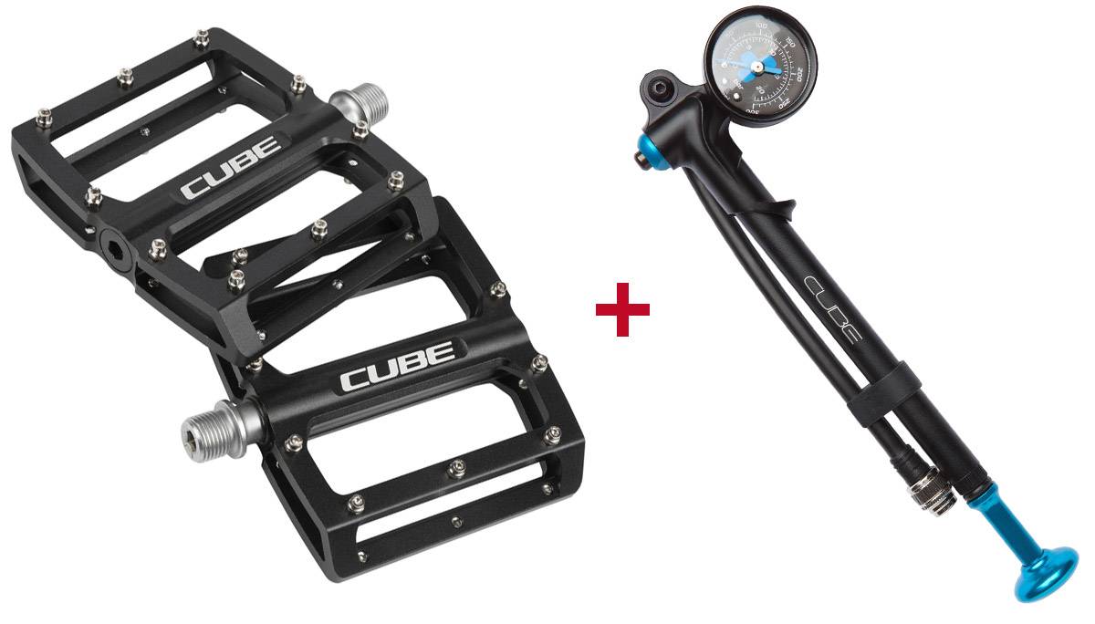 Cube Pedals All Mountain + Cube Shock pump