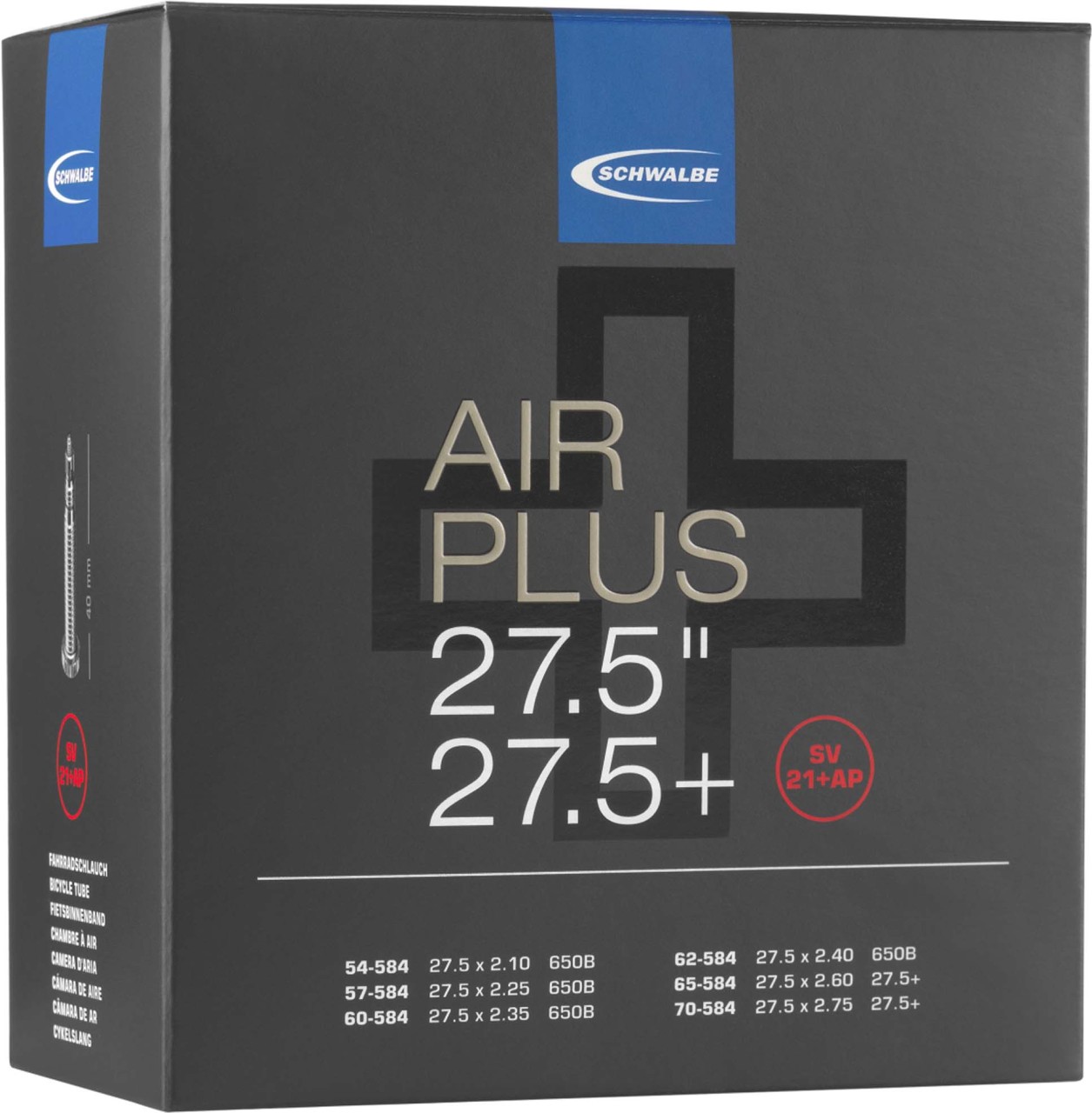 Schwalbe AIR PLUS tube SV No. 21+AP 27.5+"