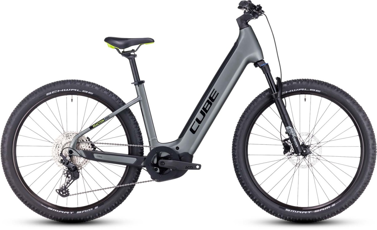 Cube Reaction Hybrid Pro 750 flashgrey n green 2023 - E-Bike Hardtail Mountainbike Easy Entry