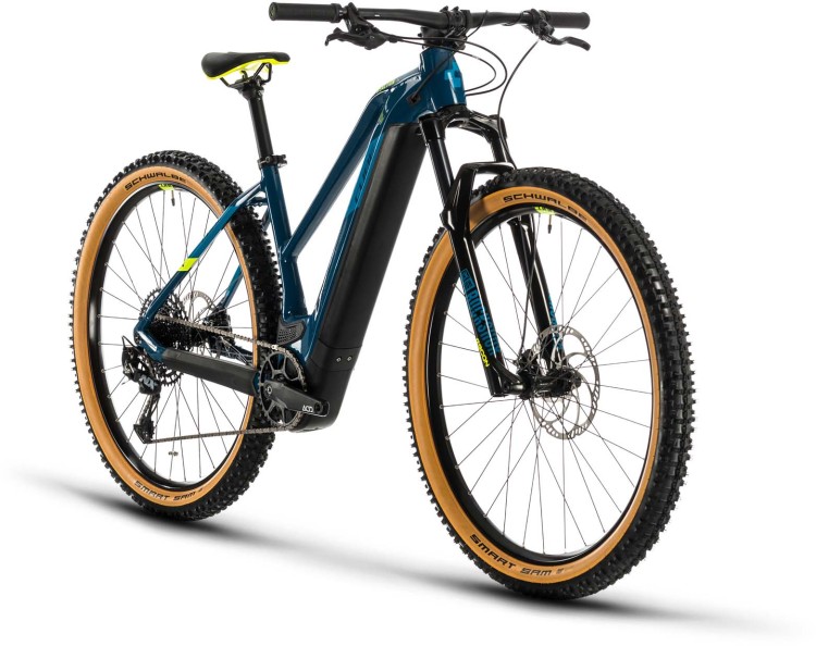 blue and yellow mountain bike