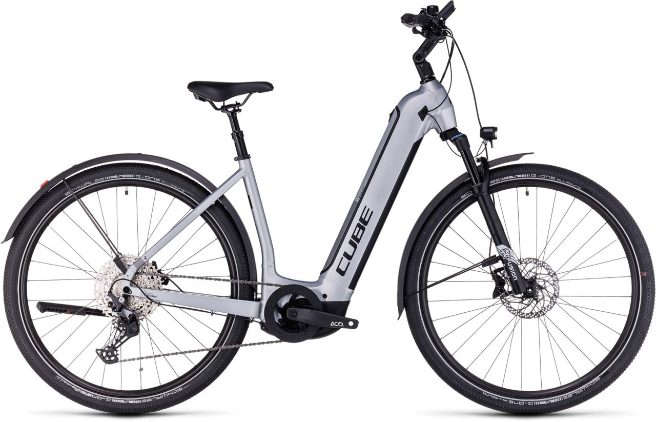 Cube Nuride Hybrid EXC 625 Allroad polarsilver n black 2023 - Touring E-Bike Easy Entry