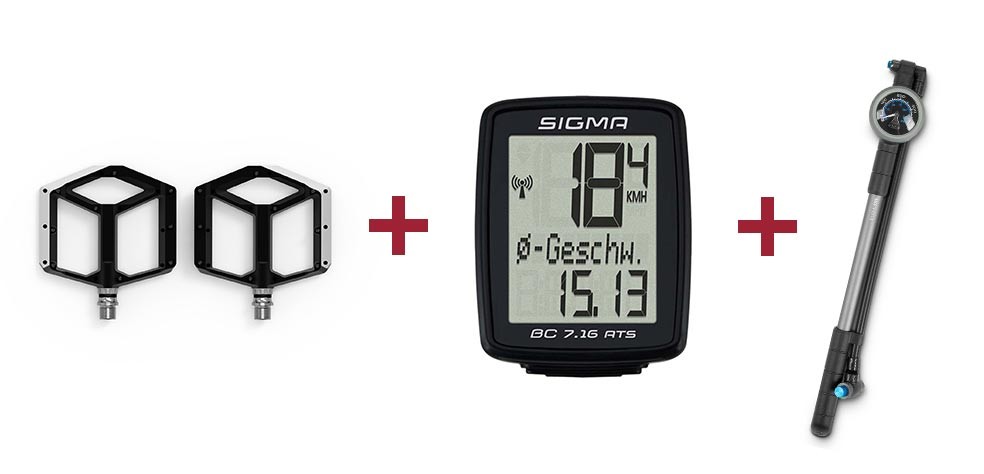 ACID Pedals FLAT A2-IB + Sigma bike computer BC 7.16 ATS + ACID damper pump  RACE SHOCK 400 | MHW