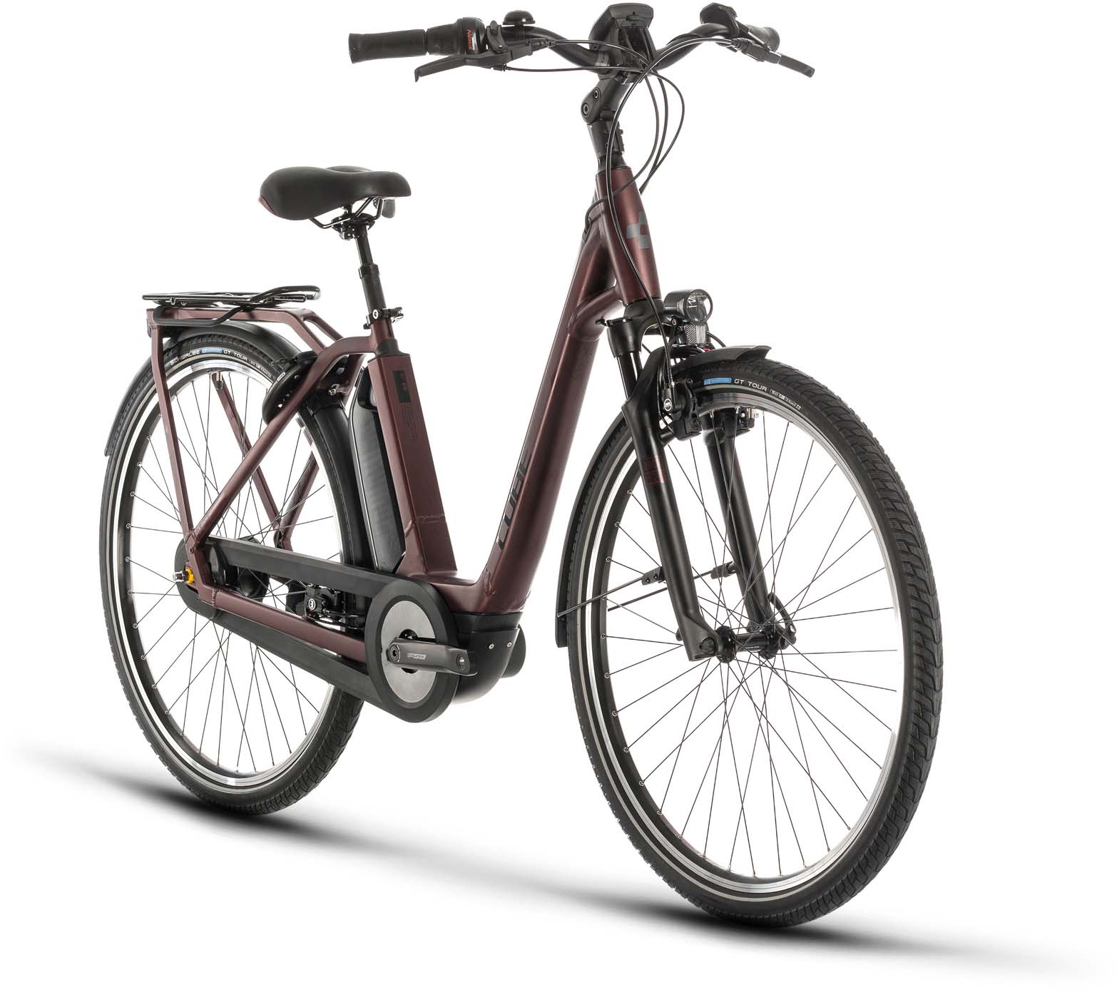 red hybrid bike
