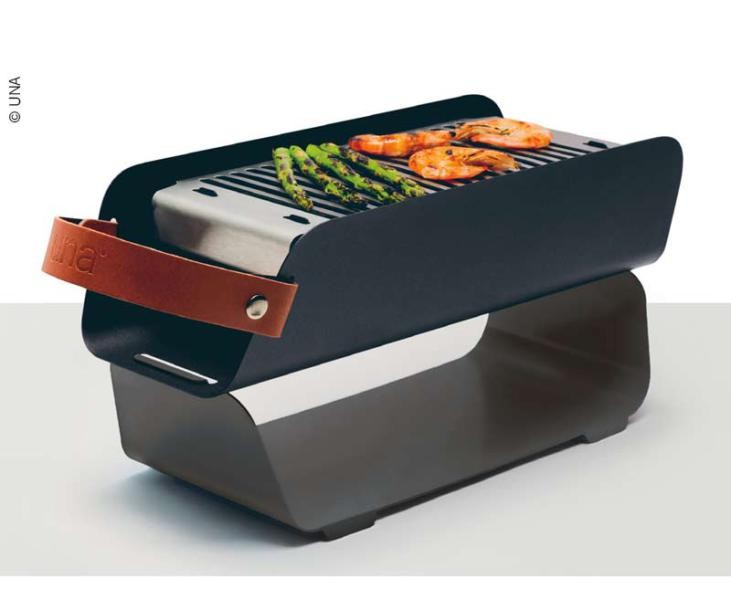 Table grill UNA, gray, charcoal, L43xW16xH9cm, 2 grill heights