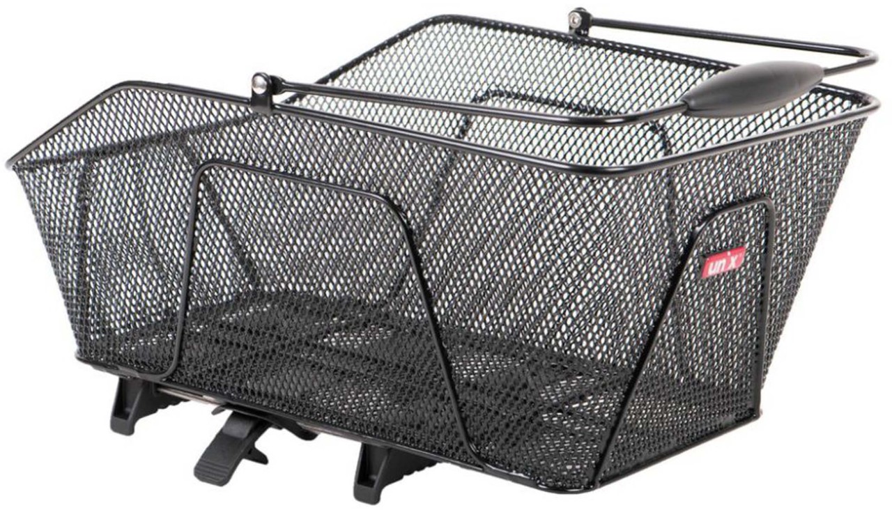 Unix Rear bike basket Rosetto TopKlip, 47x30x20cm, black, narrow mesh