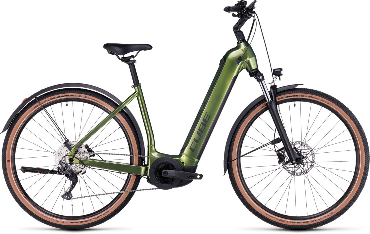 Cube Nuride Hybrid Pro 625 Allroad shinymoss n black 2023 - Touring E-Bike Easy Entry