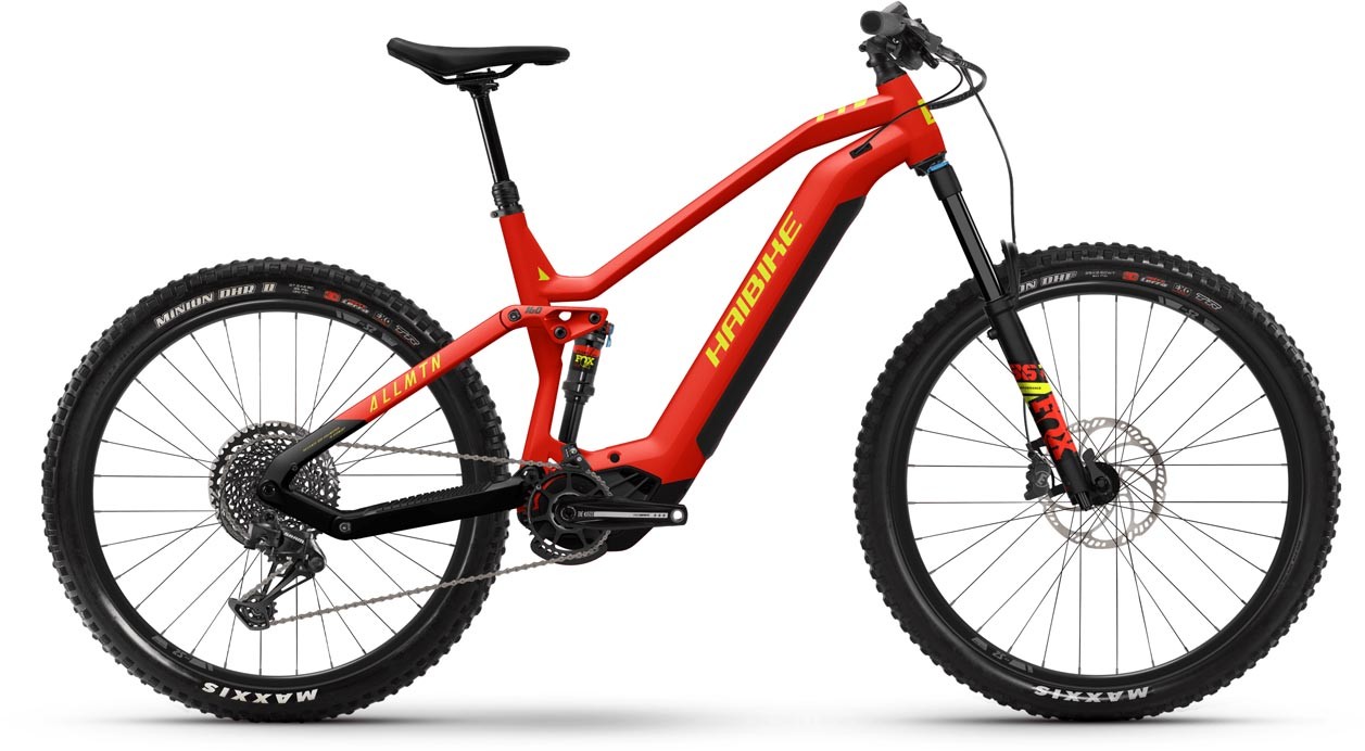Haibike AllMtn 7 Matte Red Blk Neon 2023 E Bike Fully MTB MHW